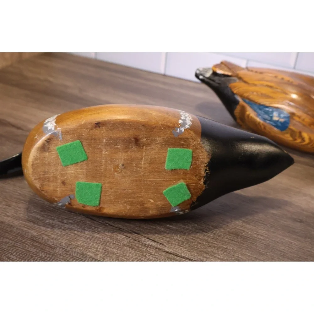 Vintage American Handmade Hand Painted Wooden Duck Decoy Glass Eye 12